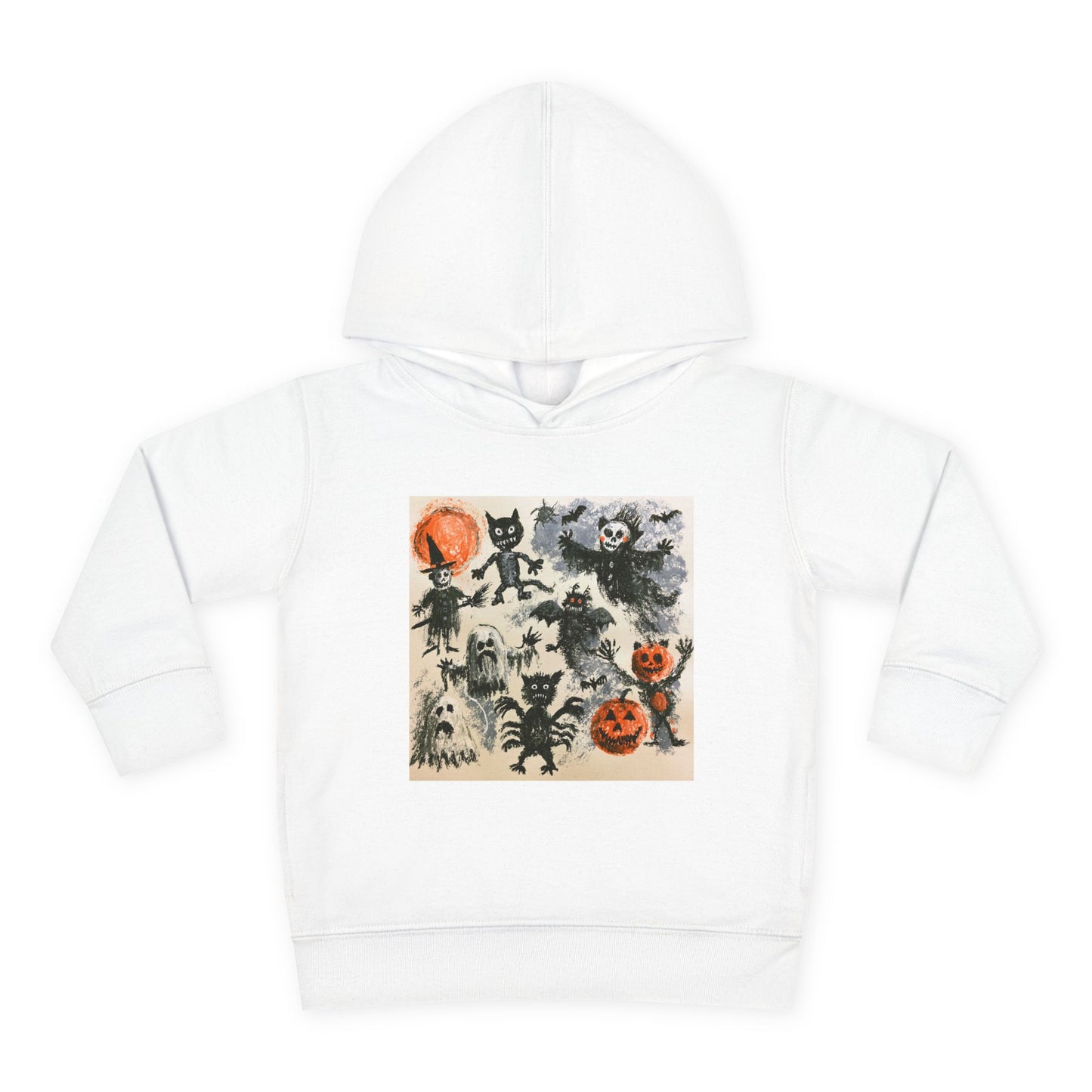 Vintage Halloween Monsters Toddler Hoodie | Ghosts, Cats, Pumpkins