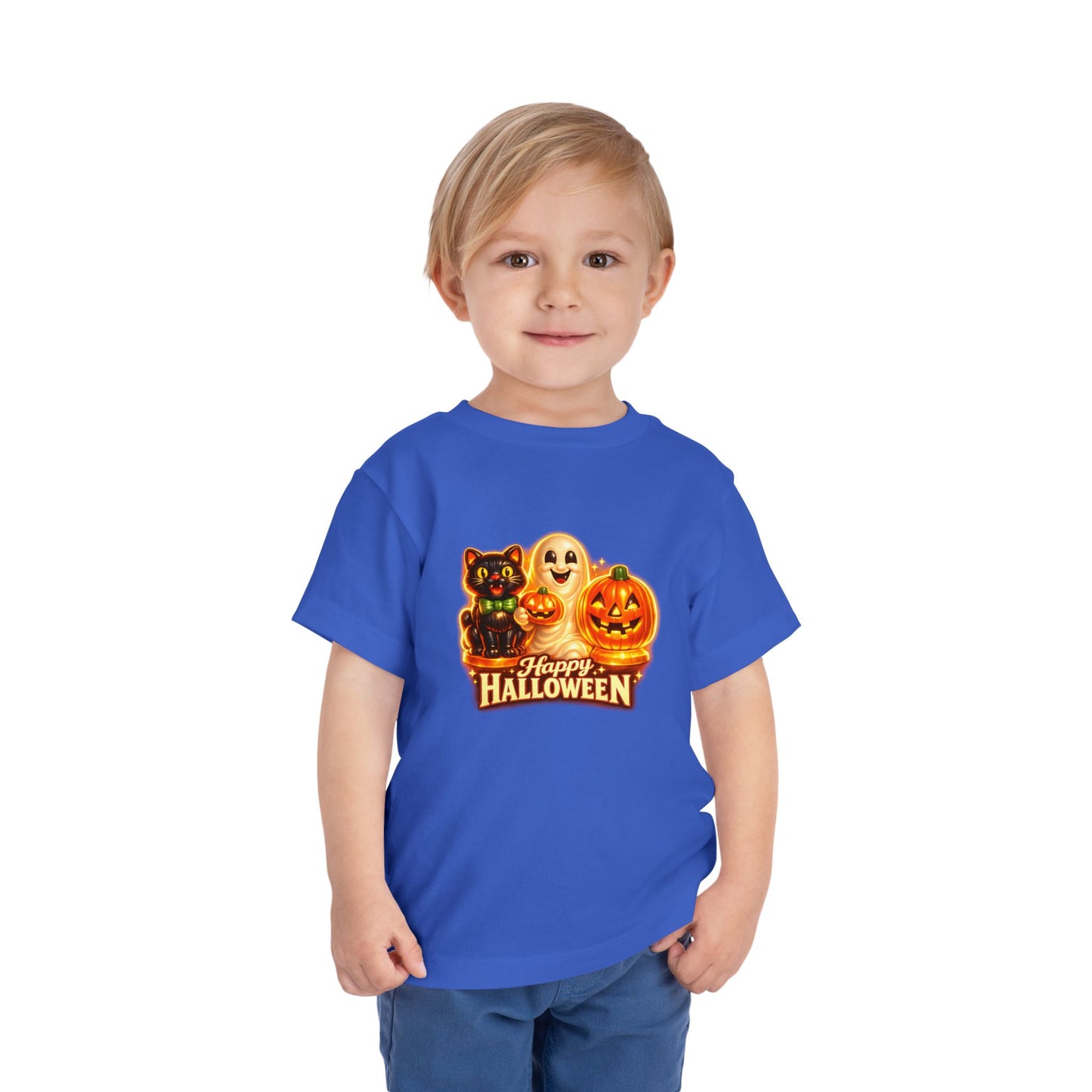 Toddler Halloween Tee - Cute Ghost, Black Cat, & Jack-O'-Lantern “Halloween Blow Mold” Shirt