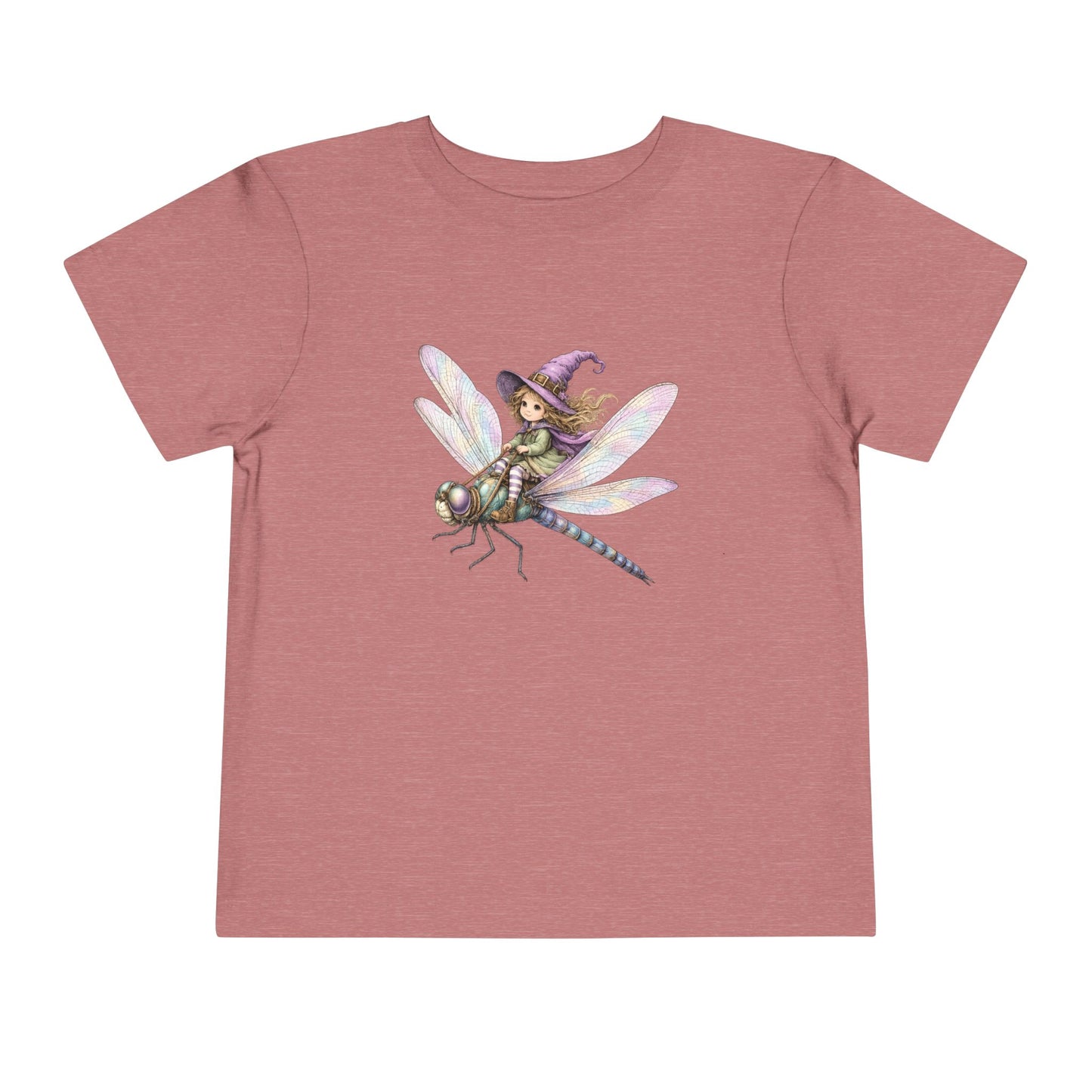 Fairy Witch Riding Dragonfly Toddler Tee | Magical Woodland Illustration