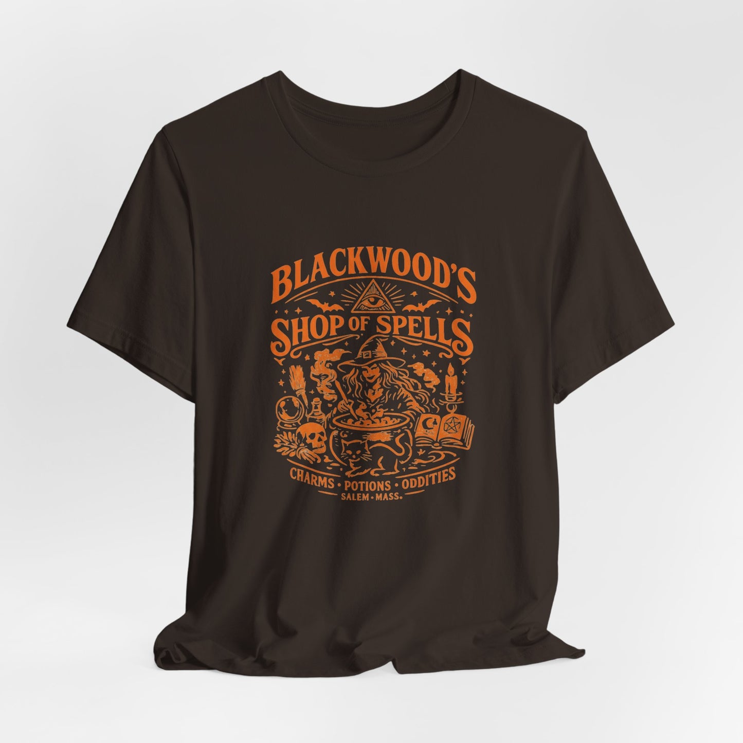 Witchy Graphic Tee — “Blackwood’s Shop of Spells” Vintage Potion T-Shirt