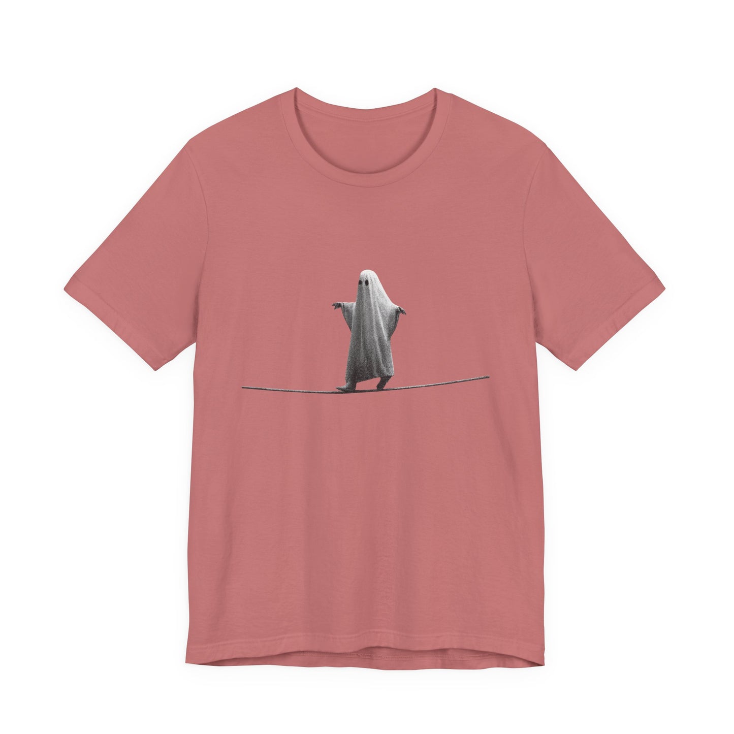 Ghost Balancer T‑Shirt — Minimalist Cute Ghost on Tightrope Tee