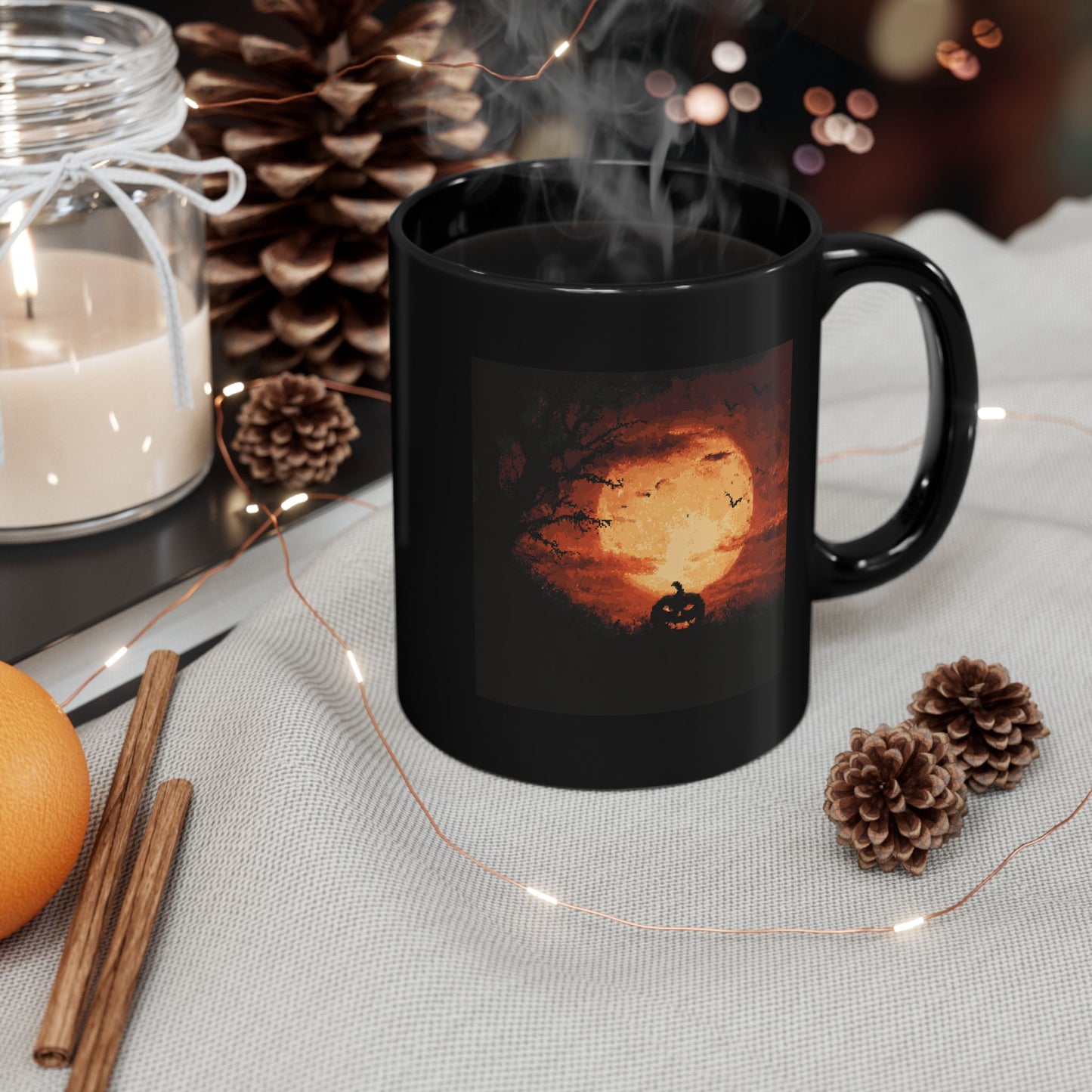 Halloween Pumpkin Moon Mug — Spooky Full Moon Coffee Cup (11oz & 15oz)