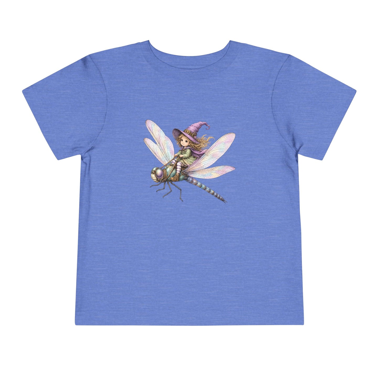Fairy Witch Riding Dragonfly Toddler Tee | Magical Woodland Illustration