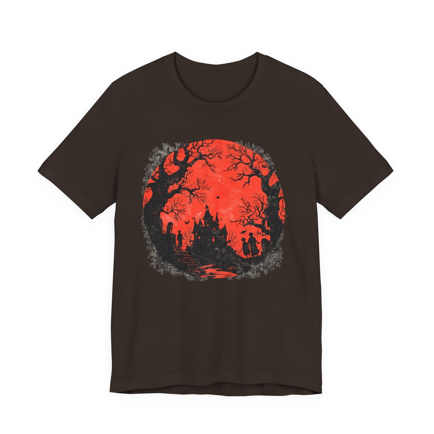 Horror Castle Tee — Red Moon Haunted Forest Graphic T-Shirt