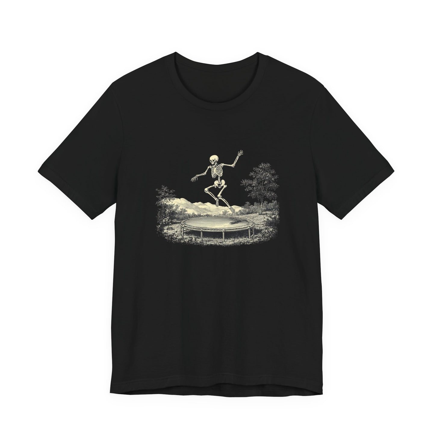 Vintage Skeleton On A Trampoline Tee