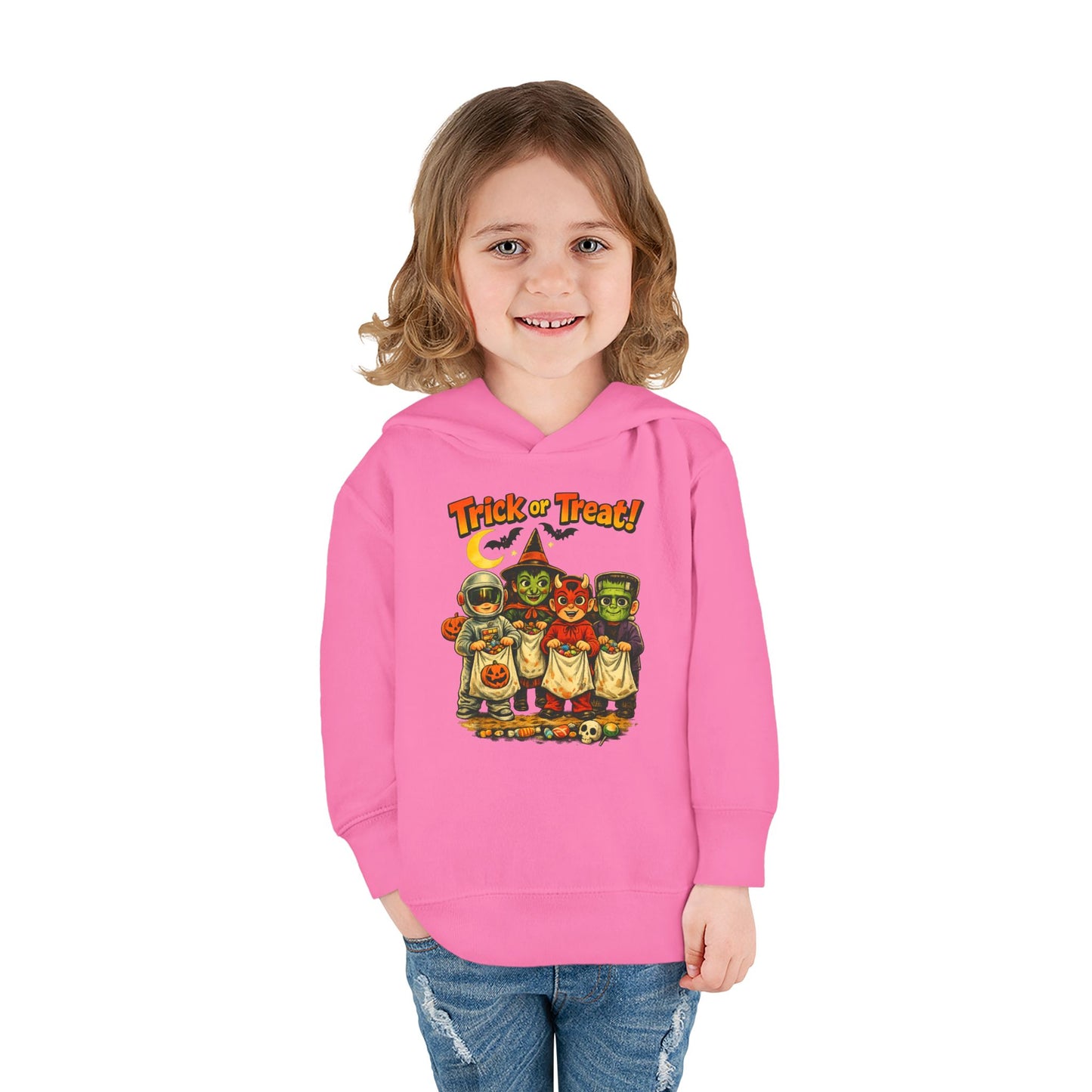 Vintage Trick or Treat Kids Costume Characters Hoodie | Toddler Pullover