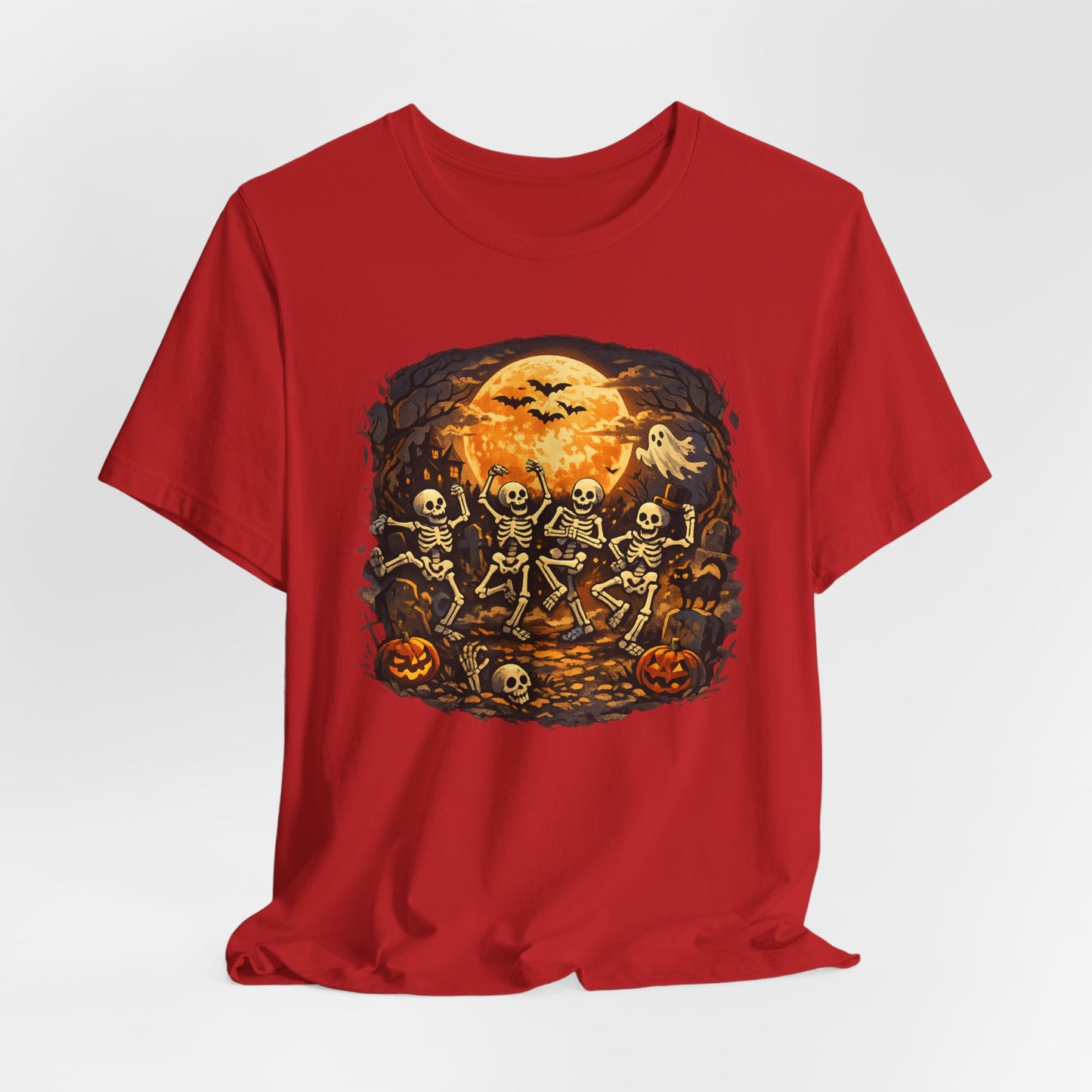Halloween Skeleton Dance T-Shirt — Spooky Pumpkin Full Moon Tee