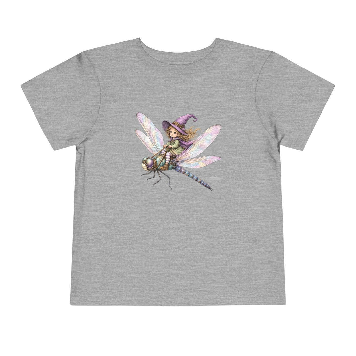 Fairy Witch Riding Dragonfly Toddler Tee | Magical Woodland Illustration