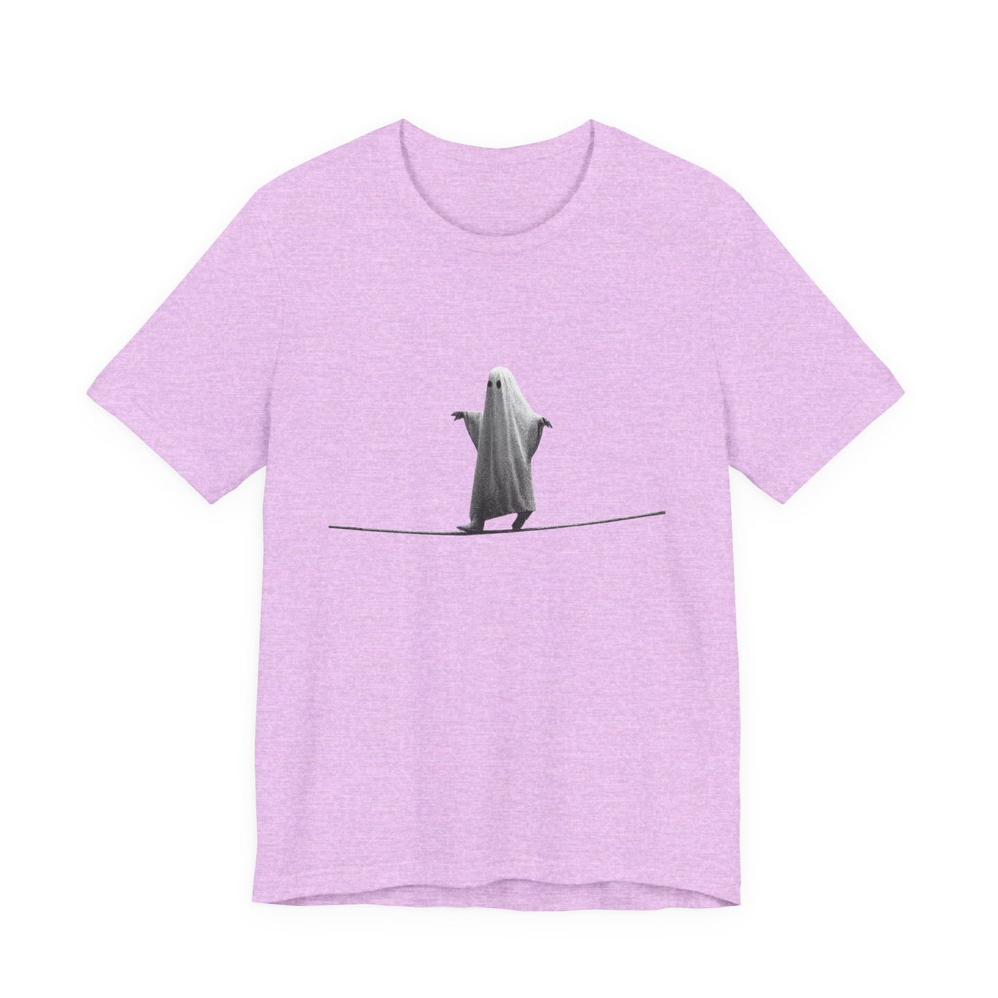 Ghost Balancer T‑Shirt — Minimalist Cute Ghost on Tightrope Tee