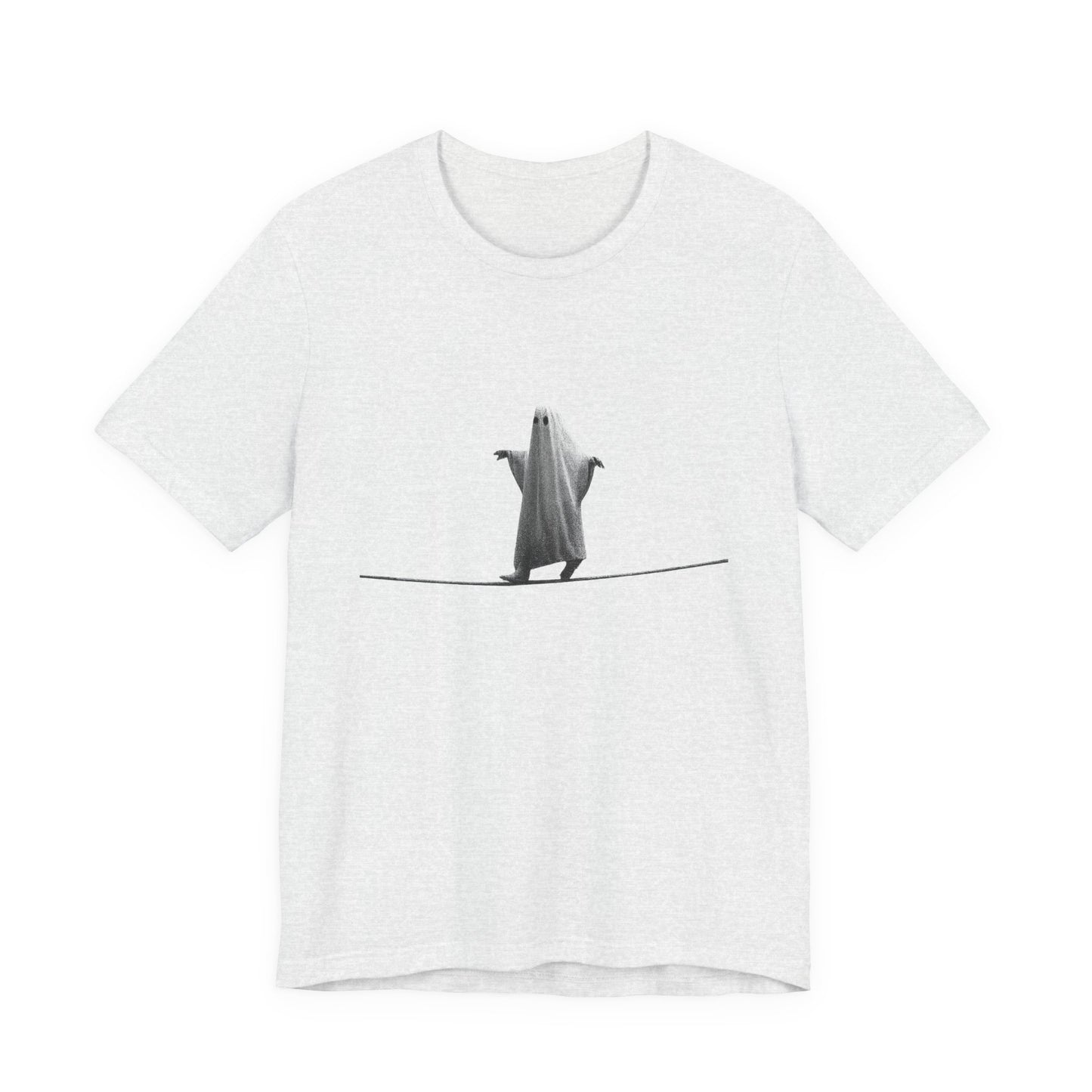 Ghost Balancer T‑Shirt — Minimalist Cute Ghost on Tightrope Tee