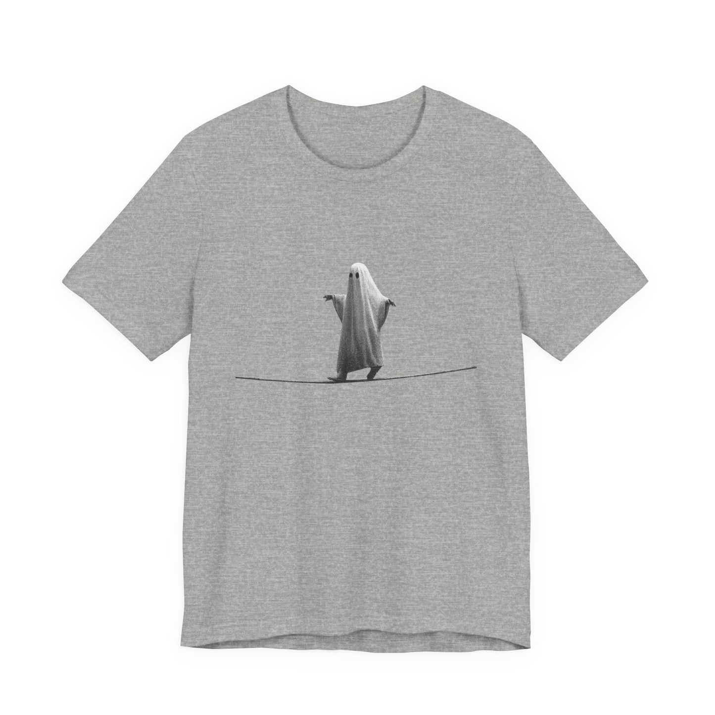 Ghost Balancer T‑Shirt — Minimalist Cute Ghost on Tightrope Tee
