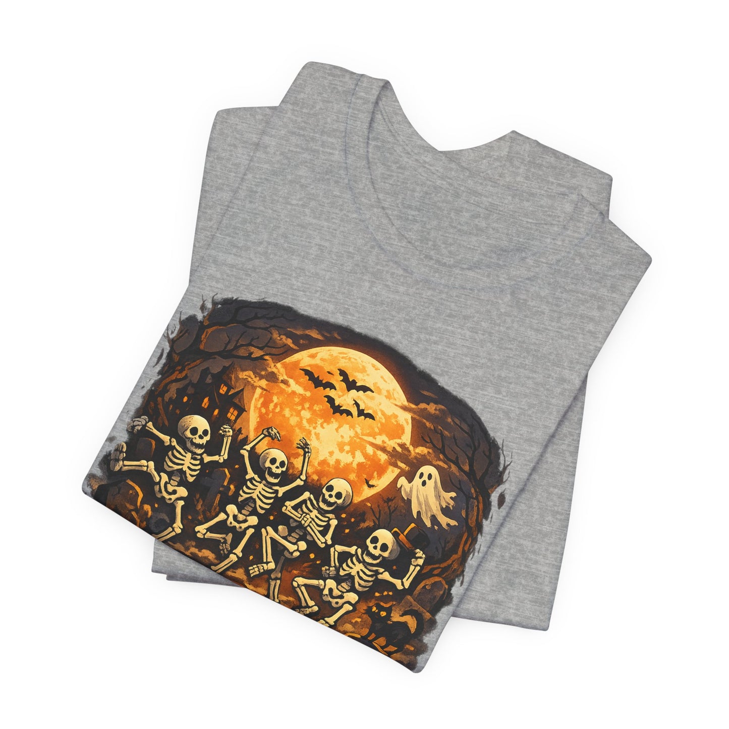 Halloween Skeleton Dance T-Shirt — Spooky Pumpkin Full Moon Tee