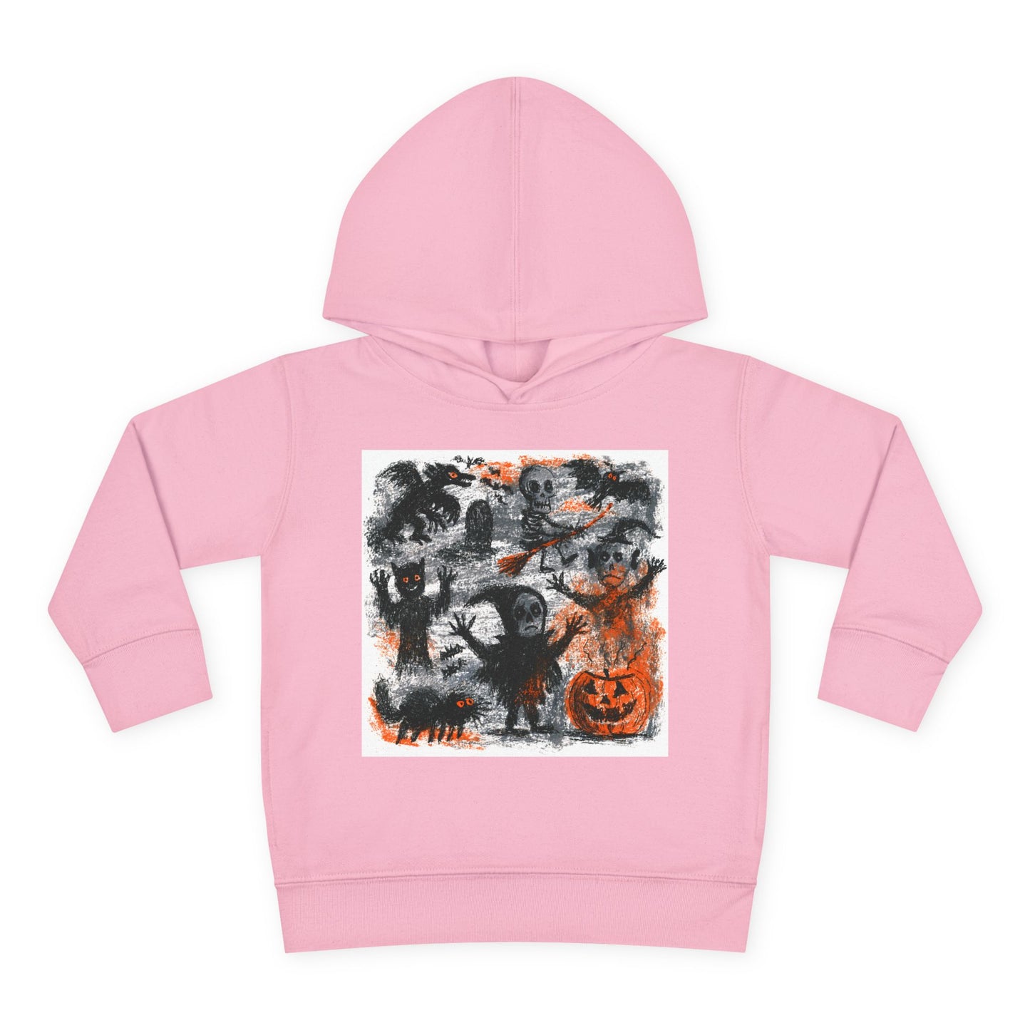 Spooky Halloween Scene Toddler Hoodie | Pumpkin, Ghosts & Bats