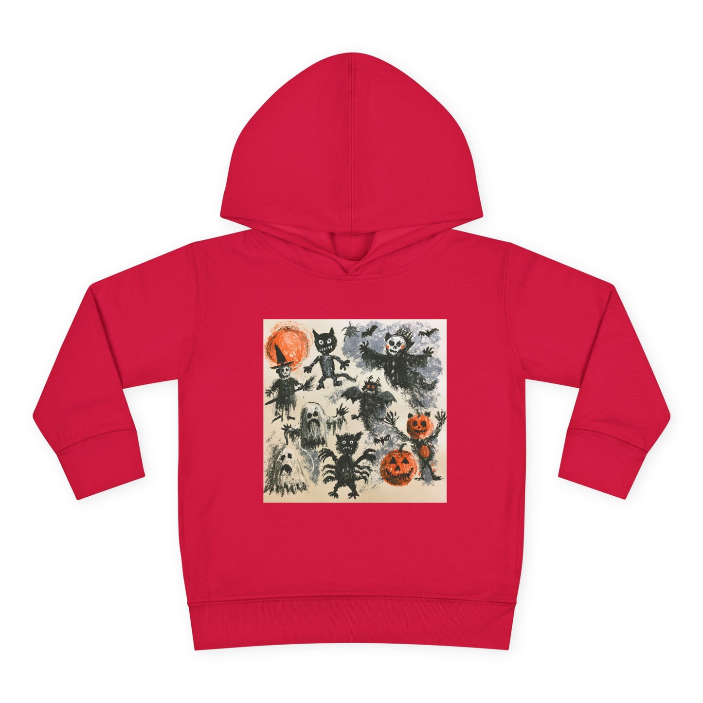 Vintage Halloween Monsters Toddler Hoodie | Ghosts, Cats, Pumpkins