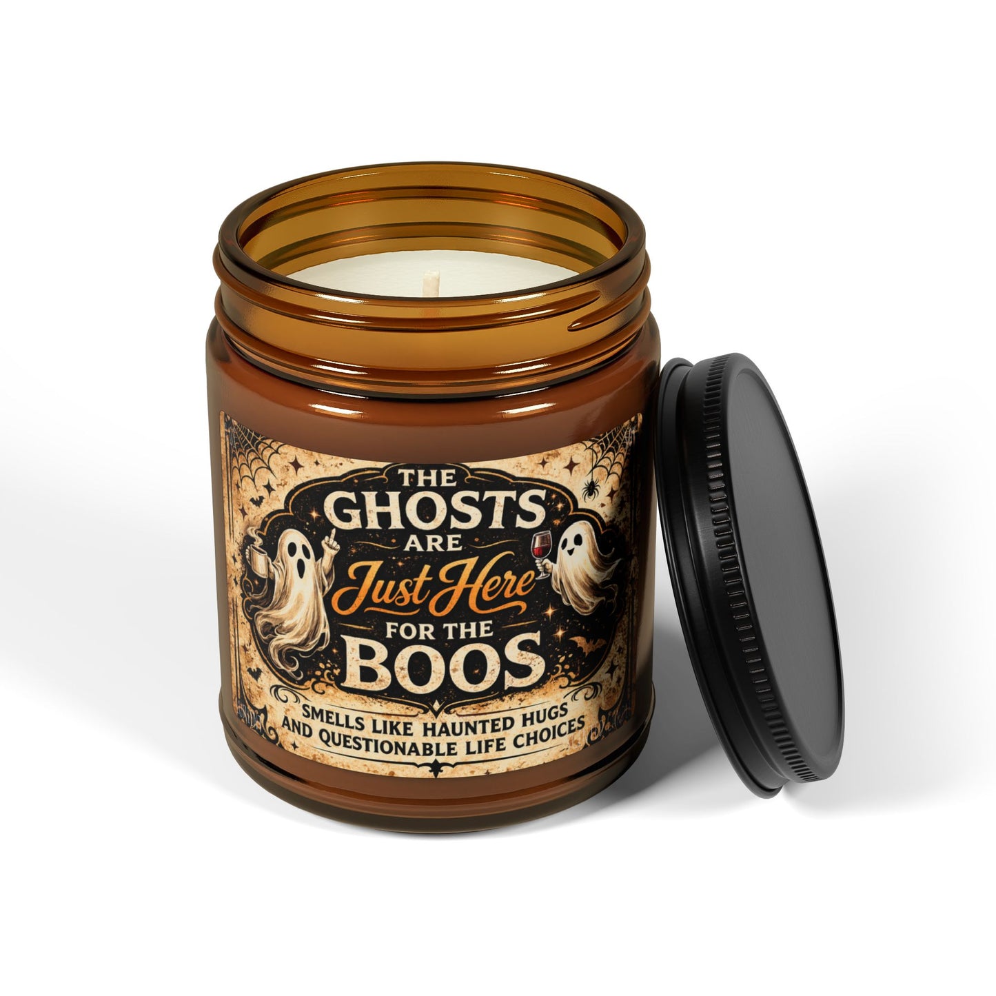 9 OZ Halloween Soy Candle — "The Ghosts Are Just Here for the Boos" Amber Jar