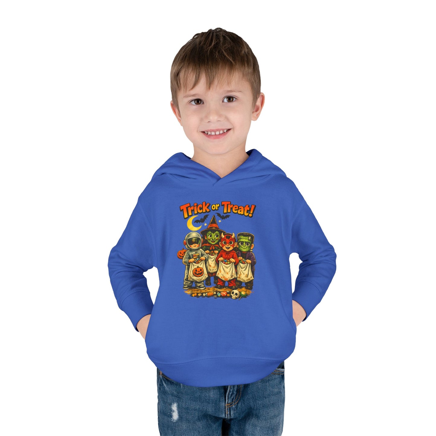 Vintage Trick or Treat Kids Costume Characters Hoodie | Toddler Pullover