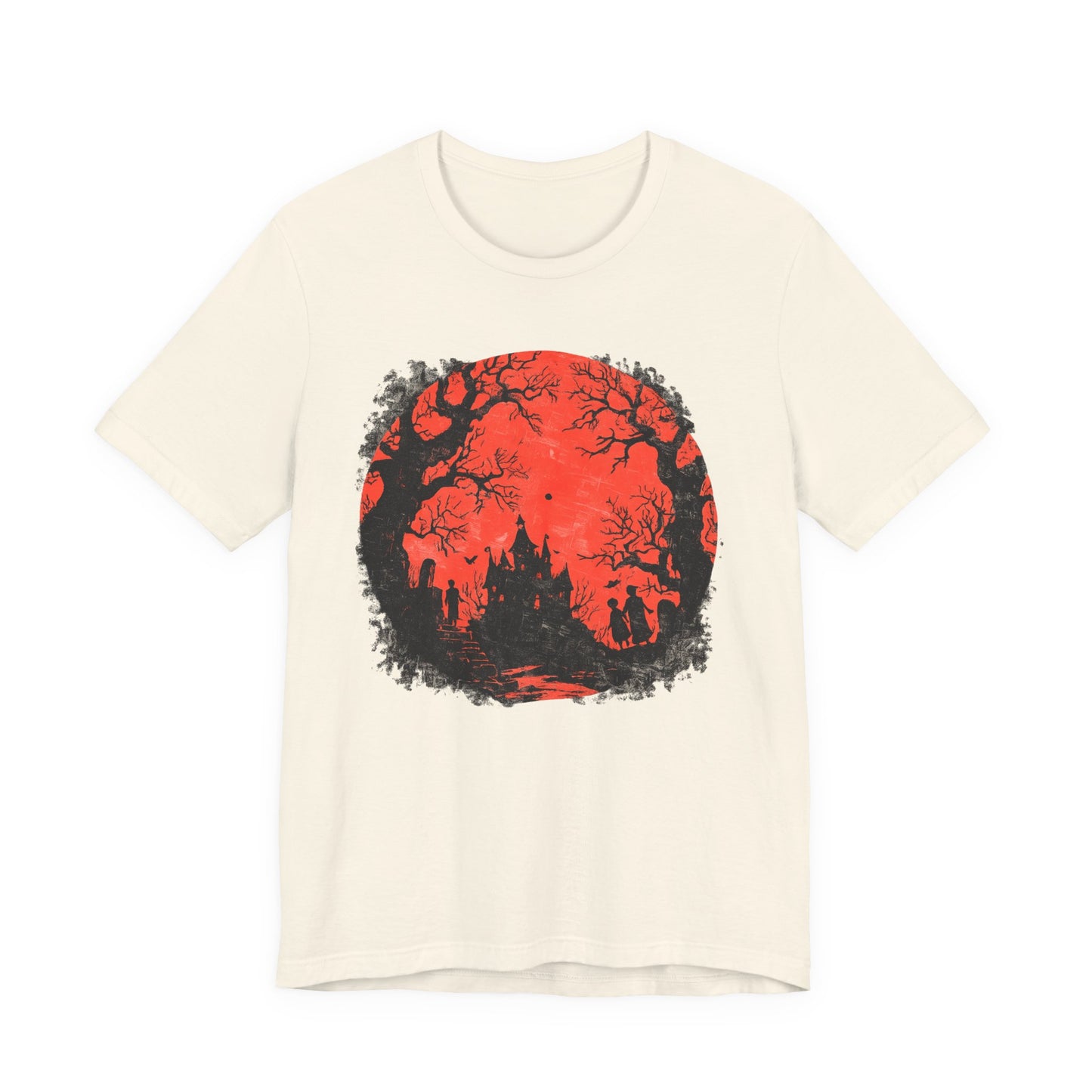 Horror Castle Tee — Red Moon Haunted Forest Graphic T-Shirt