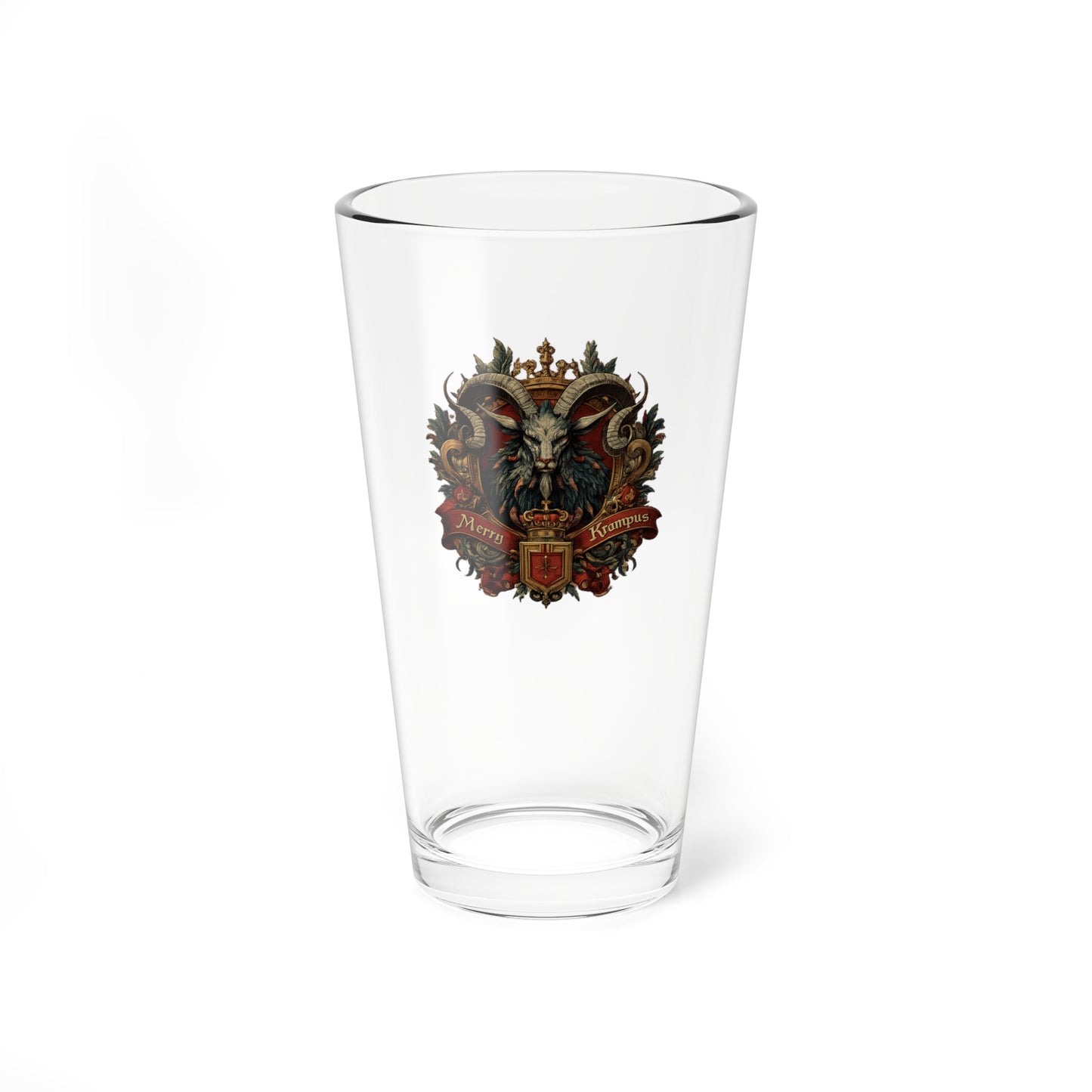 16oz Beer Glass with Gothic Krampus Crest Design