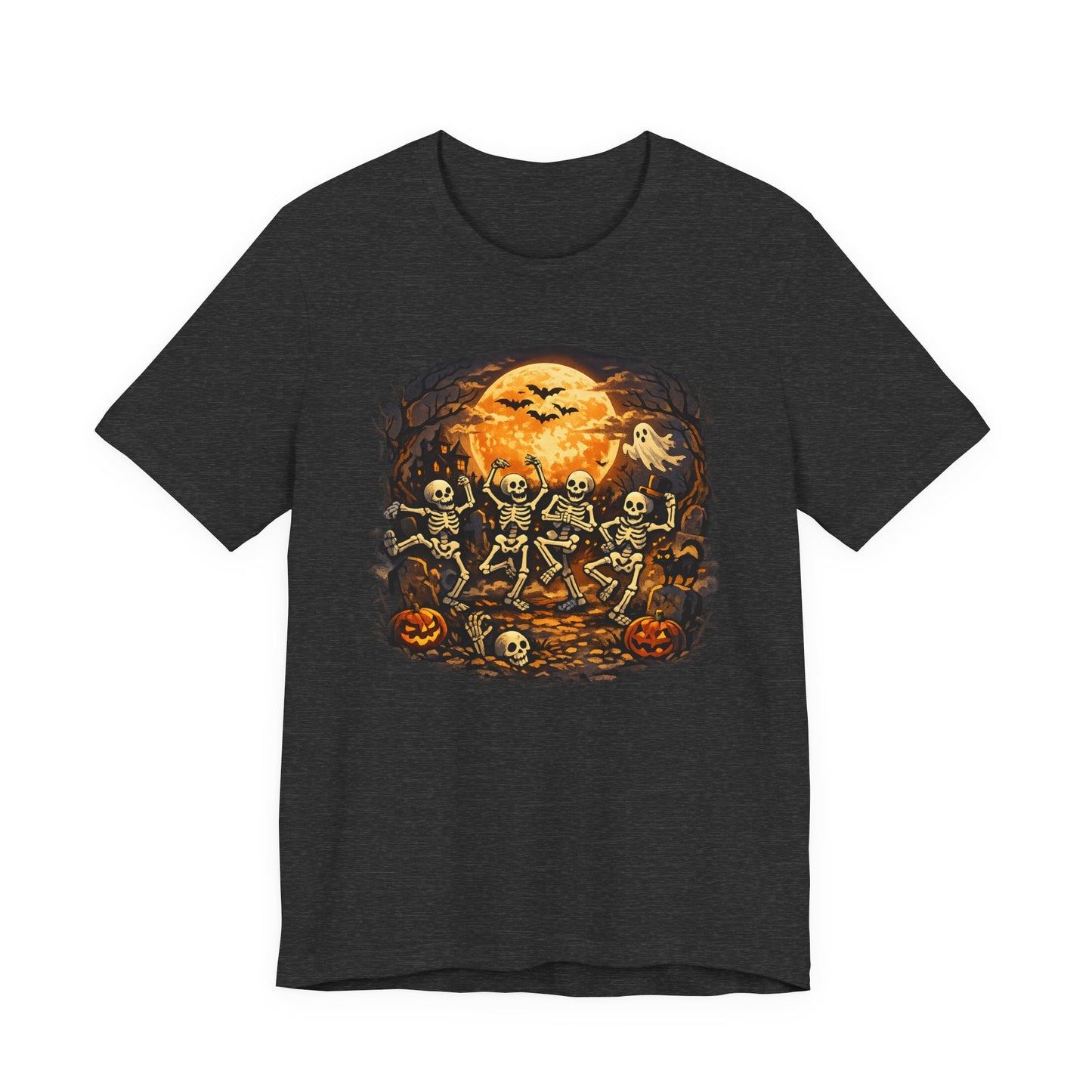 Halloween Skeleton Dance T-Shirt — Spooky Pumpkin Full Moon Tee