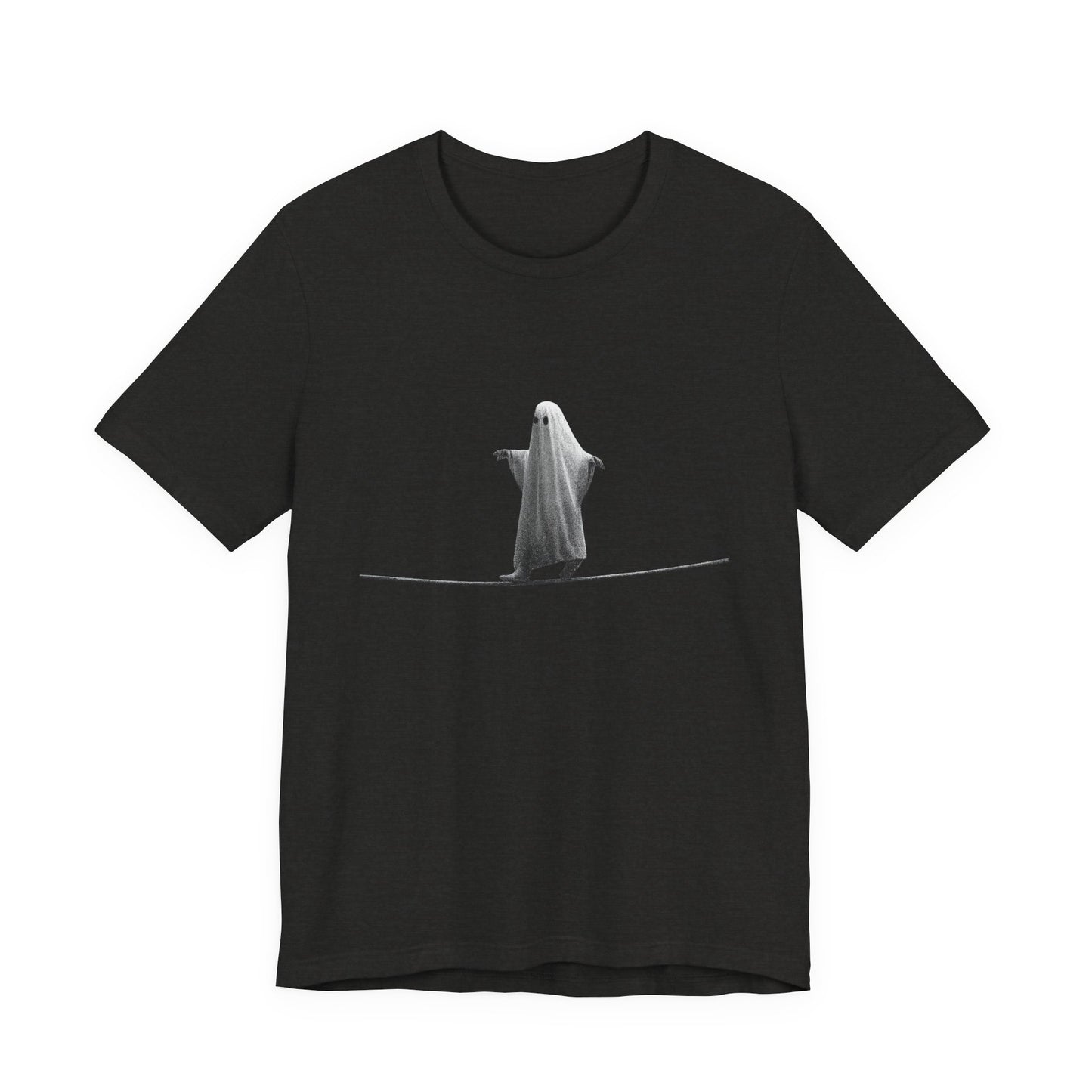 Ghost Balancer T‑Shirt — Minimalist Cute Ghost on Tightrope Tee