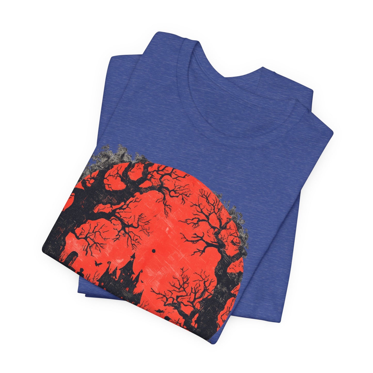 Horror Castle Tee — Red Moon Haunted Forest Graphic T-Shirt