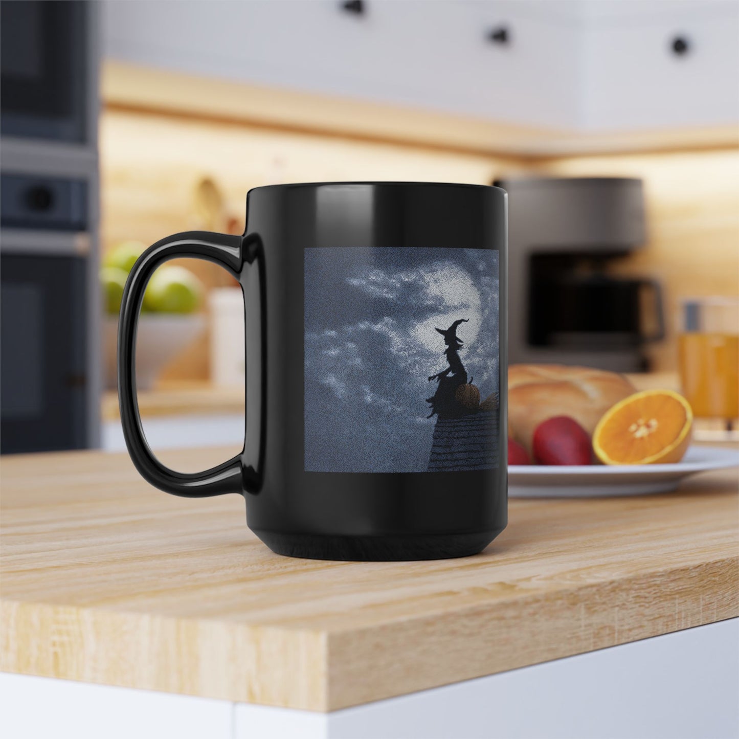 Halloween Witch Silhouette Mug — Spooky Moonlit Pumpkin Coffee Cup (11oz/15oz)