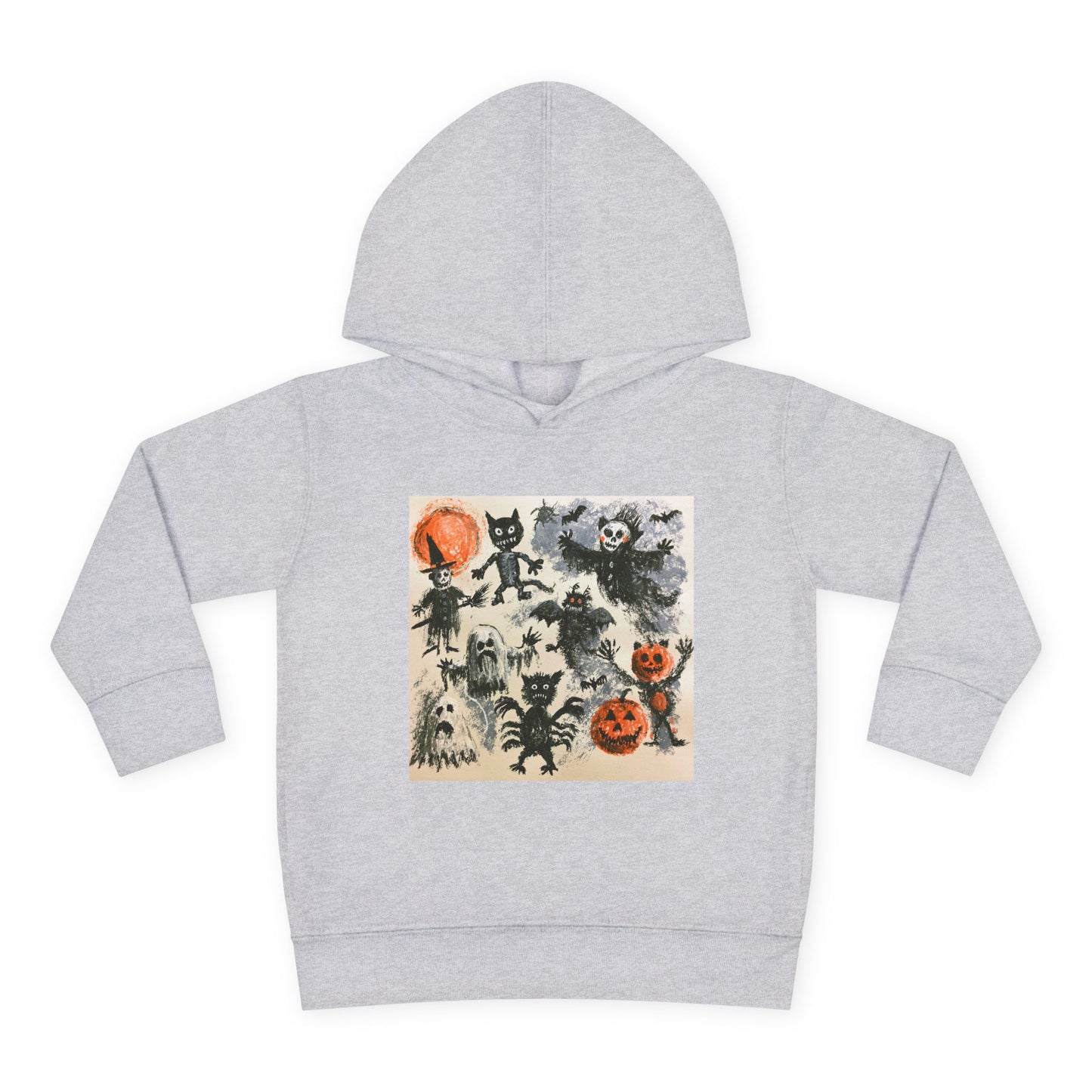 Vintage Halloween Monsters Toddler Hoodie | Ghosts, Cats, Pumpkins