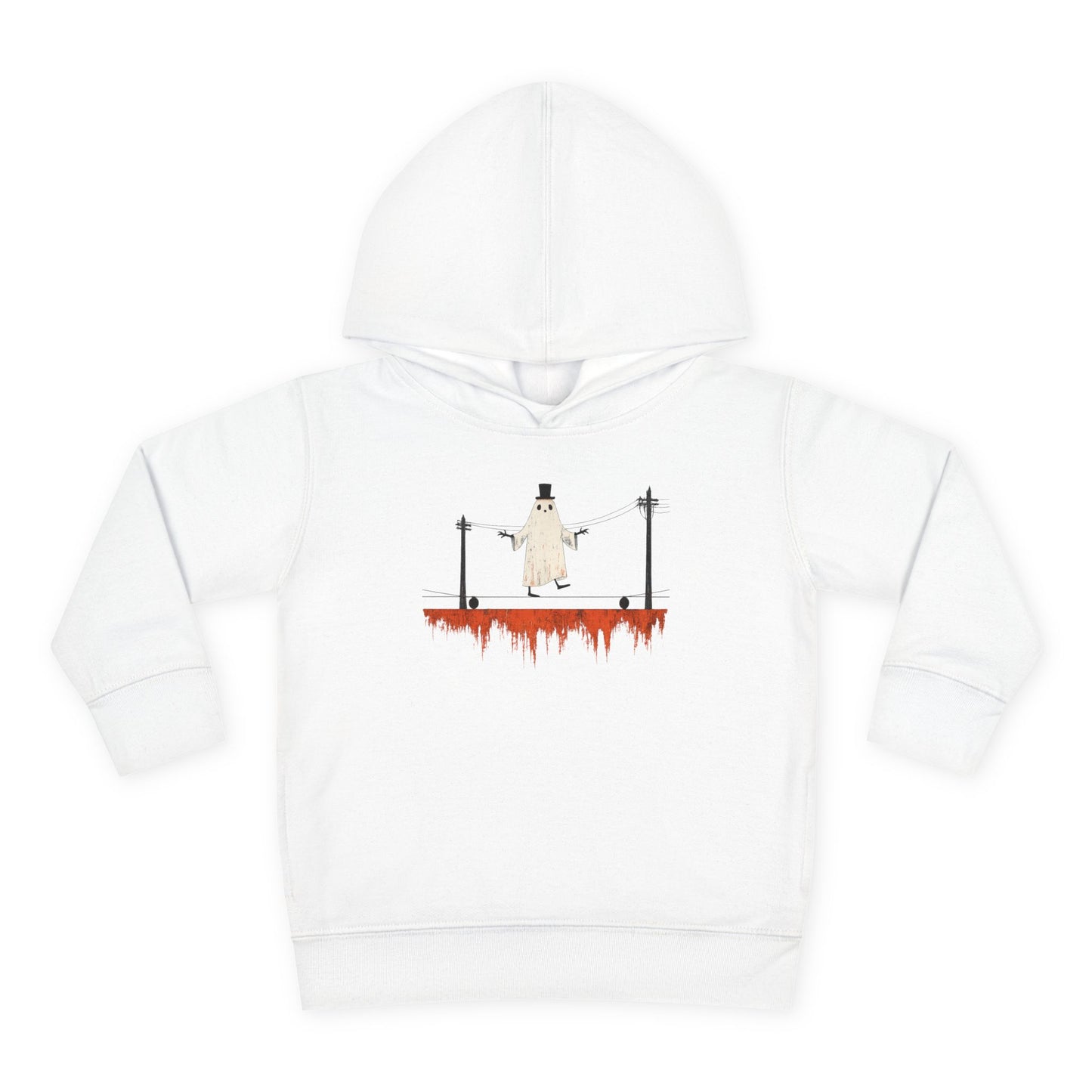 Toddler Hoodie — Cute Ghost on Haunted High Wire Halloween Pullover