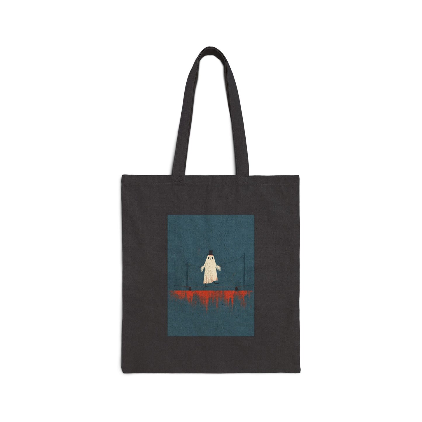 Ghost On A High Wire Cotton Tote Bag — Halloween Horror Art Tote