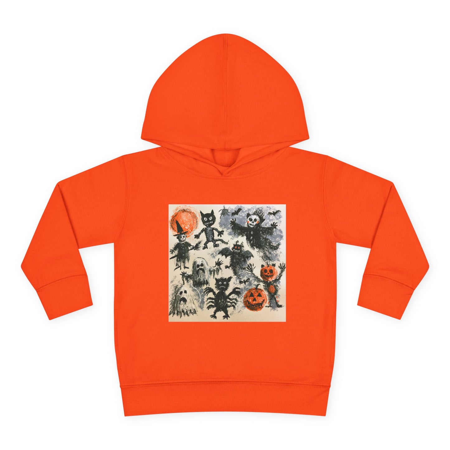 Vintage Halloween Monsters Toddler Hoodie | Ghosts, Cats, Pumpkins