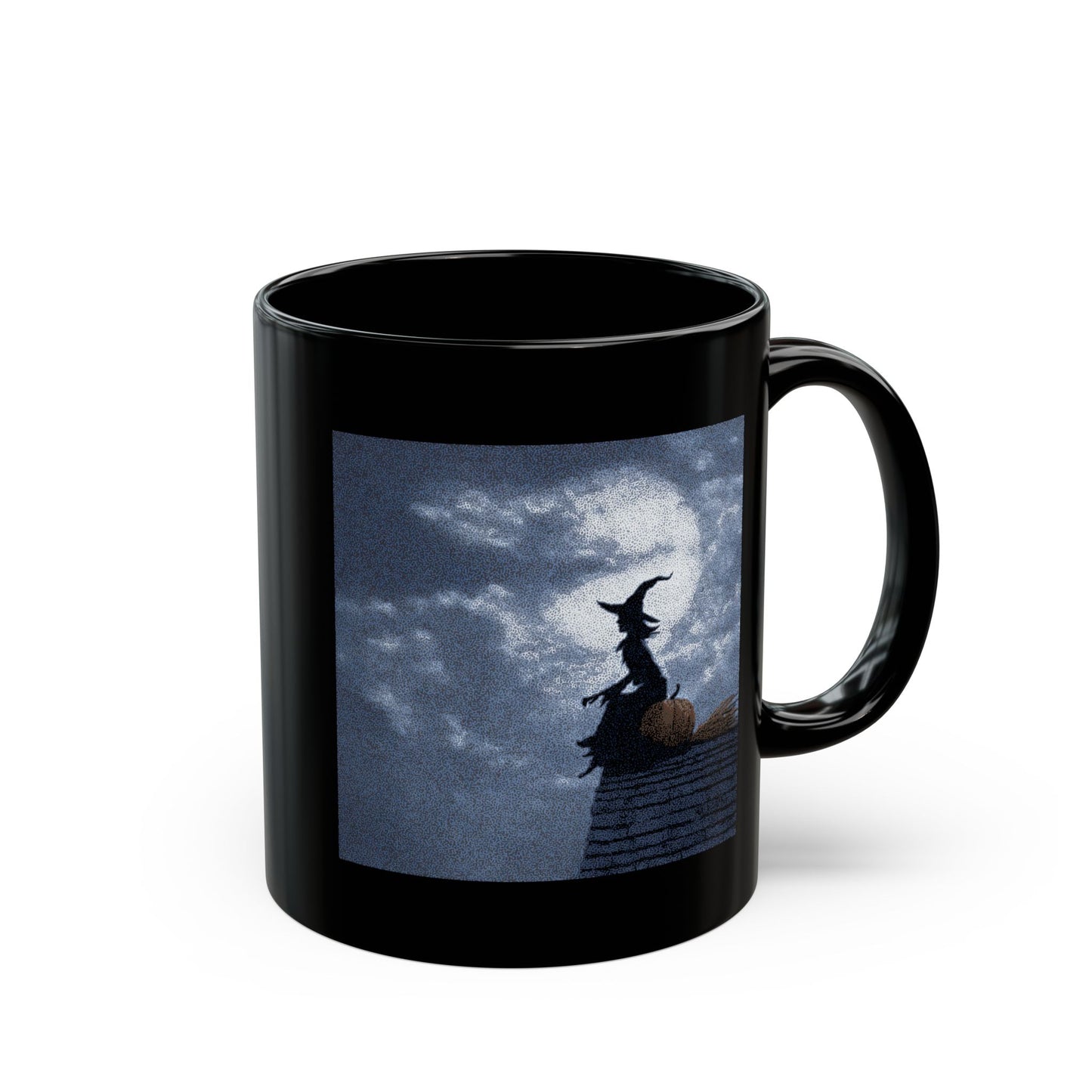 Halloween Witch Silhouette Mug — Spooky Moonlit Pumpkin Coffee Cup (11oz/15oz)