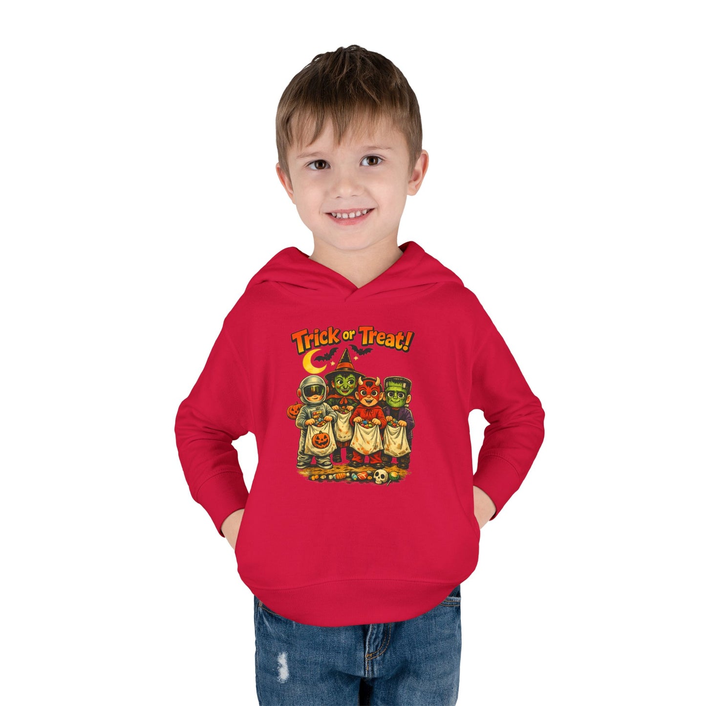Vintage Trick or Treat Kids Costume Characters Hoodie | Toddler Pullover