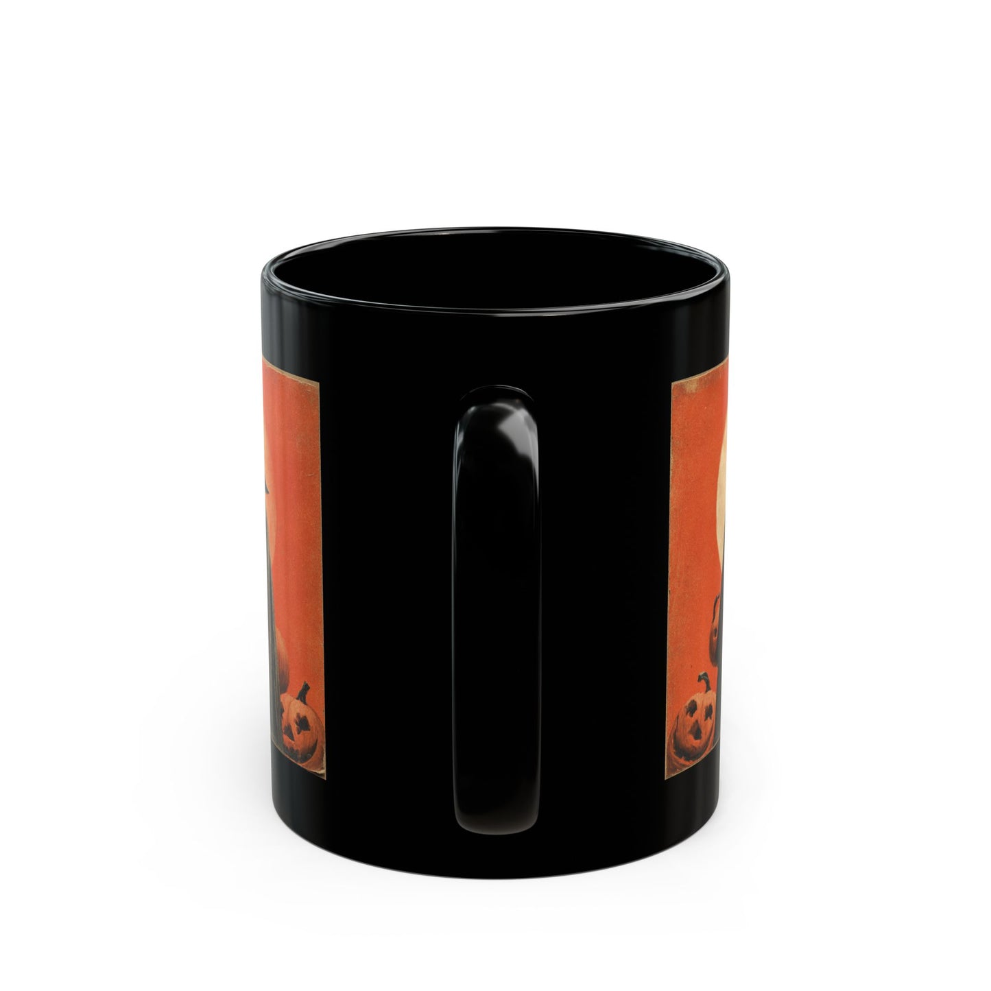 Halloween Witch Pumpkin Black Mug – Vintage Spooky Coffee Cup (11oz/15oz)
