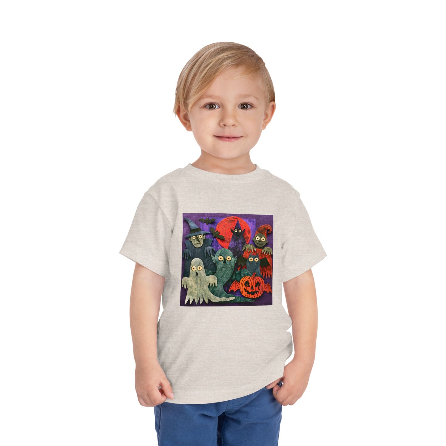 Toddler Tee — Cute Halloween Ghosts & Pumpkins Graphic