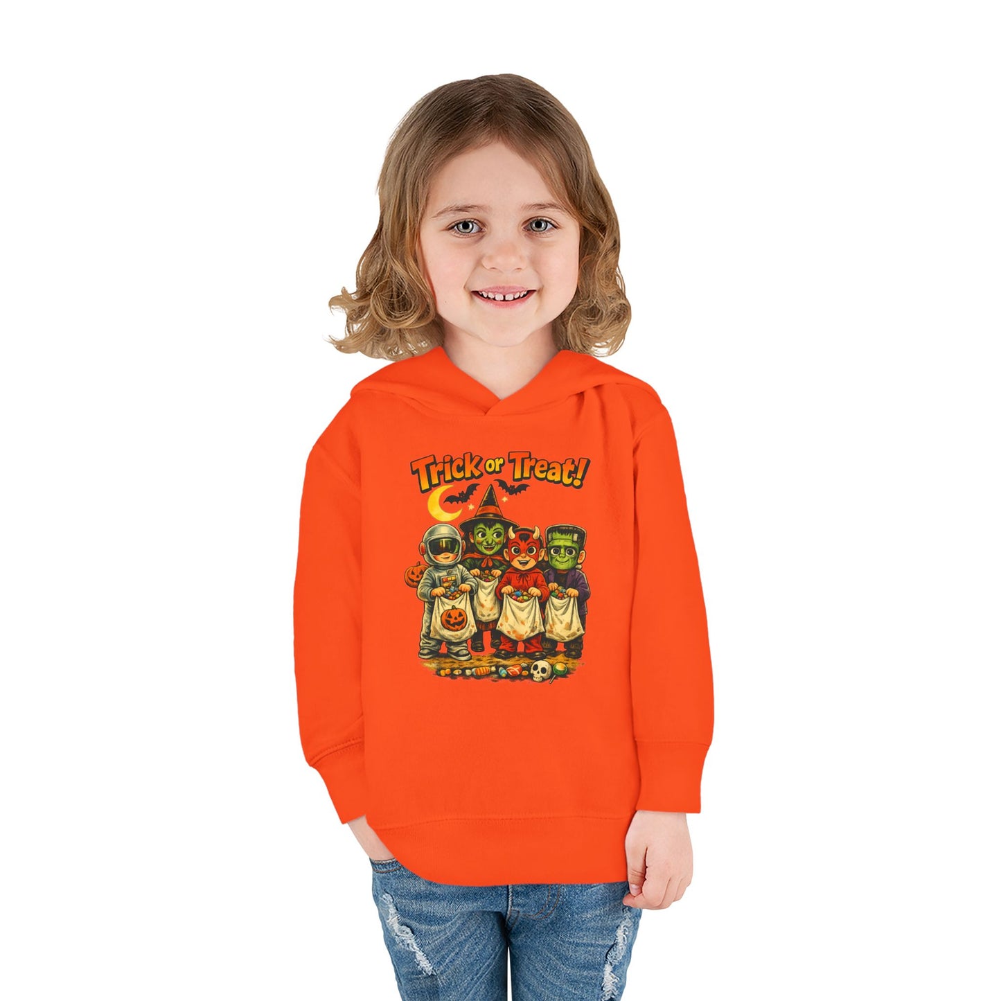 Vintage Trick or Treat Kids Costume Characters Hoodie | Toddler Pullover