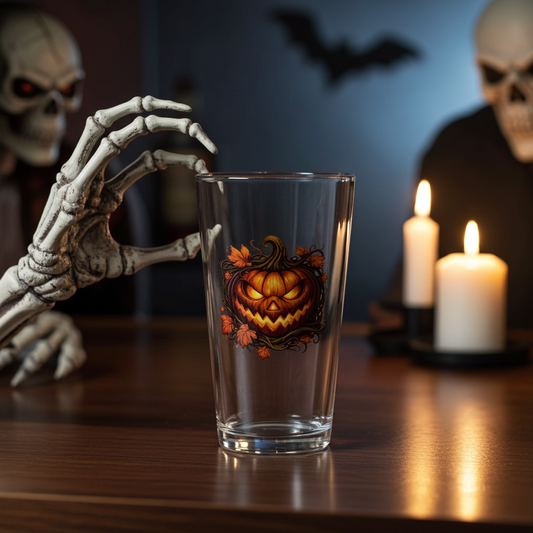 Halloween Haunted Jack-O-Lantern Beer Glass — 16oz Jack-o'-Lantern Beer Pint