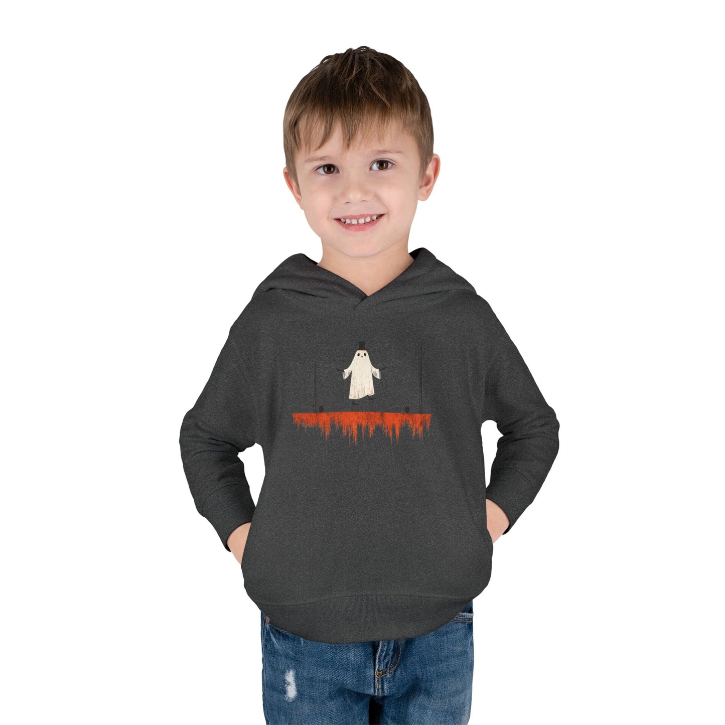 Toddler Hoodie — Cute Ghost on Haunted High Wire Halloween Pullover