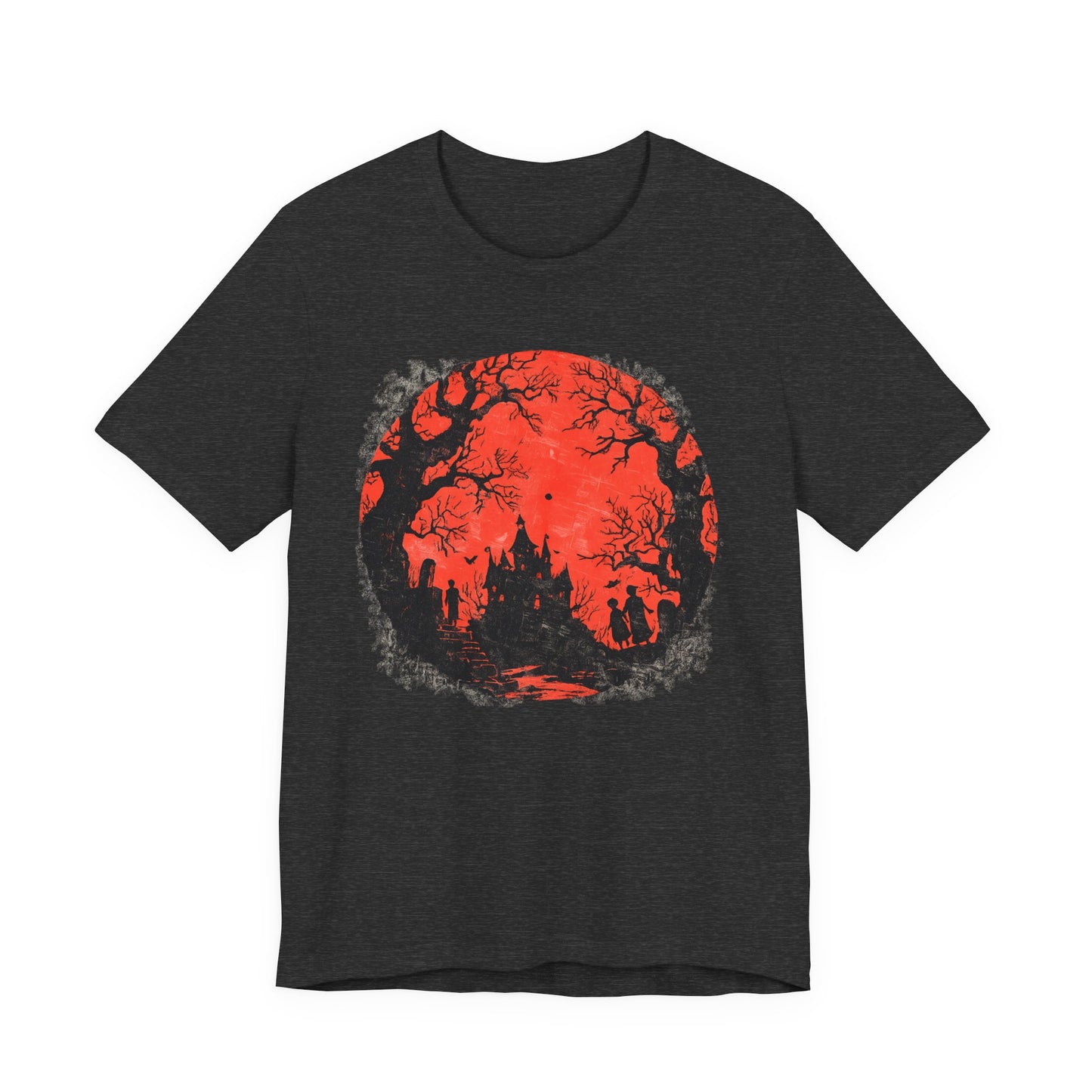 Horror Castle Tee — Red Moon Haunted Forest Graphic T-Shirt