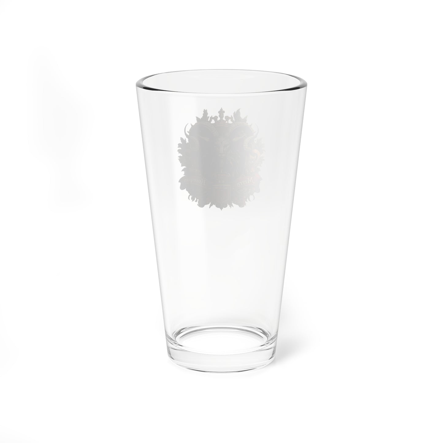 16oz Beer Glass with Gothic Krampus Crest Design