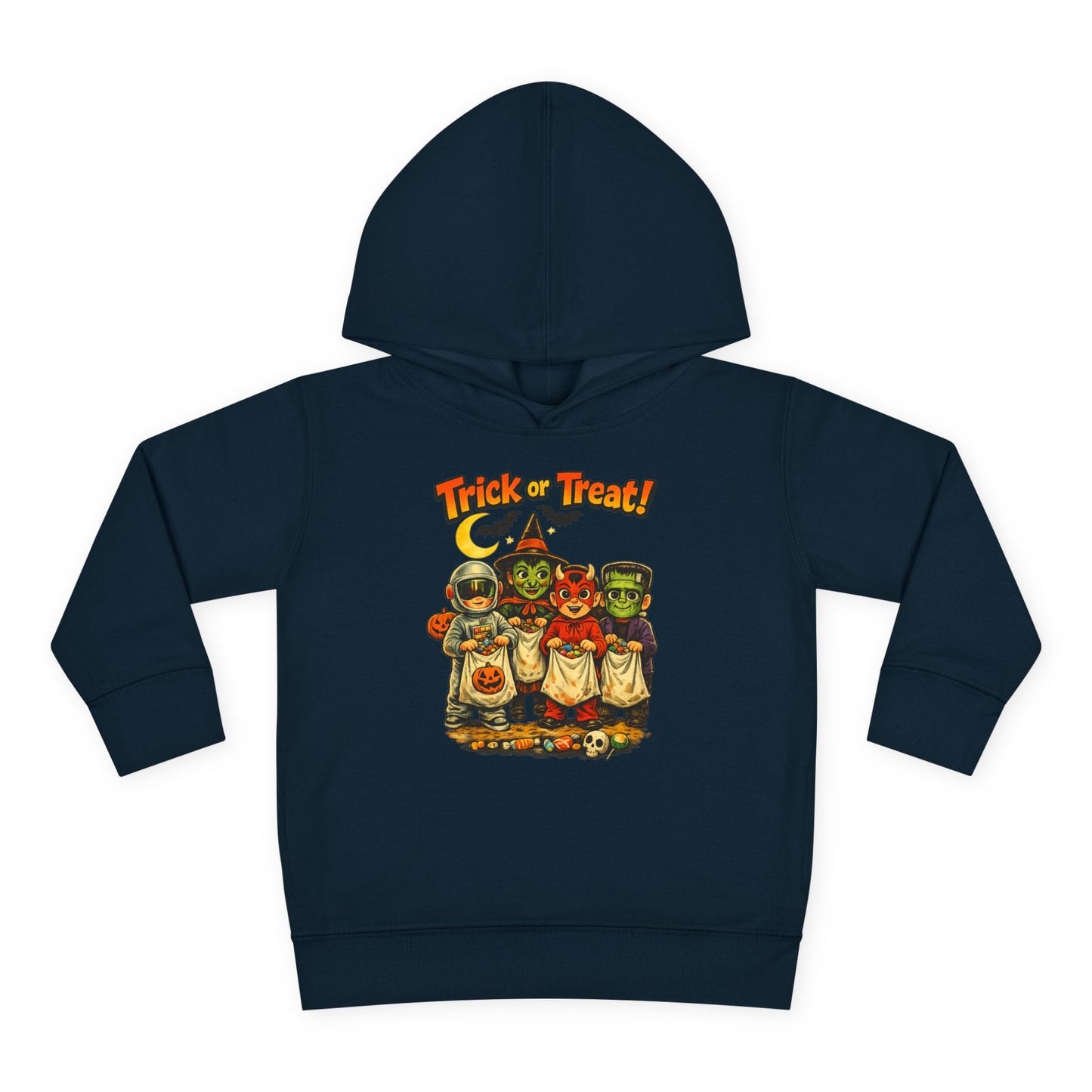 Vintage Trick or Treat Kids Costume Characters Hoodie | Toddler Pullover