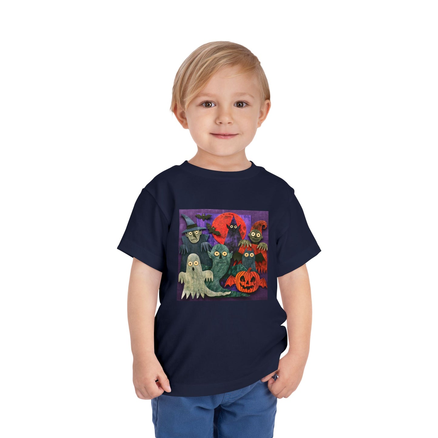 Toddler Tee — Cute Halloween Ghosts & Pumpkins Graphic
