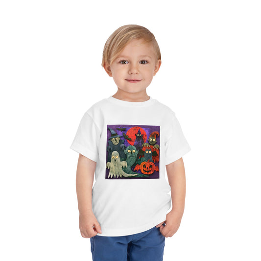 Toddler Tee — Cute Halloween Ghosts & Pumpkins Graphic