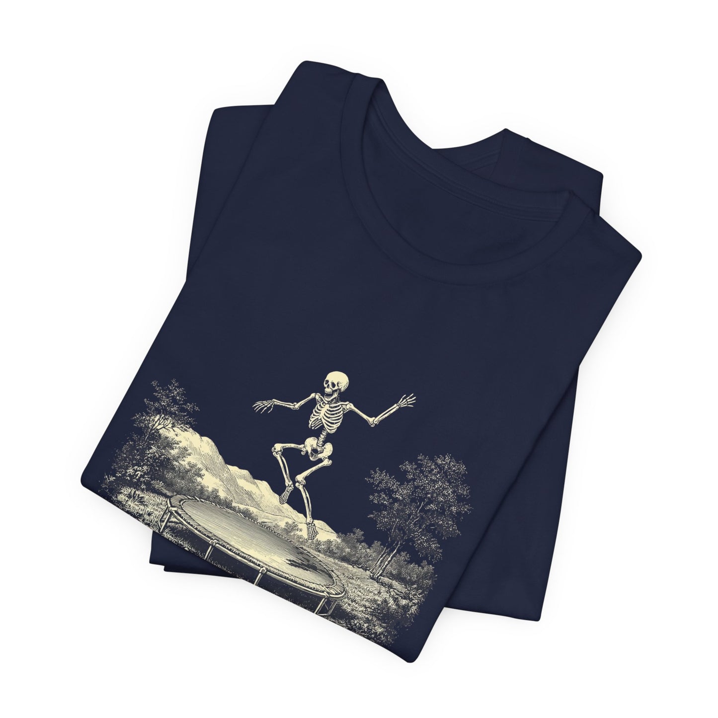 Vintage Skeleton On A Trampoline Tee