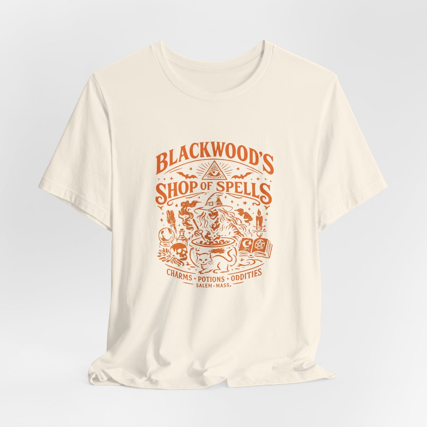 Witchy Graphic Tee — “Blackwood’s Shop of Spells” Vintage Potion T-Shirt