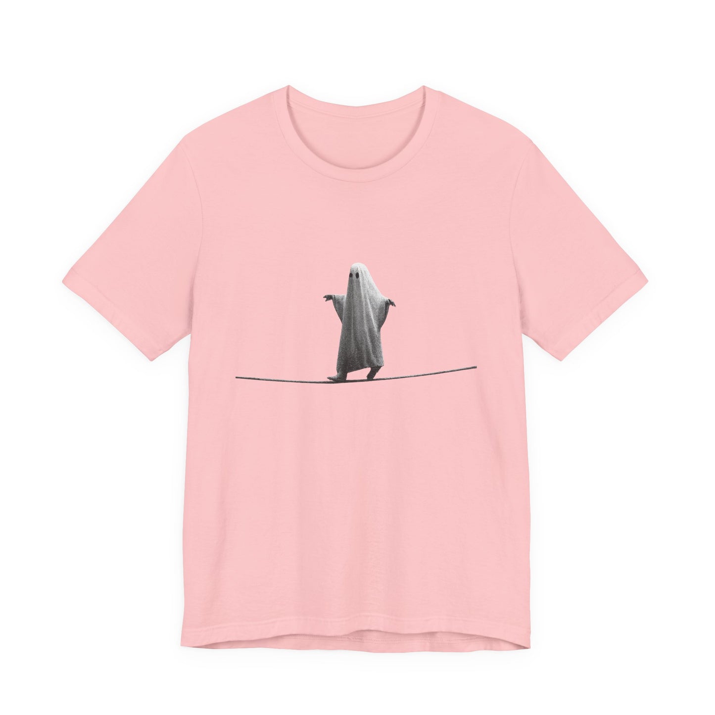 Ghost Balancer T‑Shirt — Minimalist Cute Ghost on Tightrope Tee