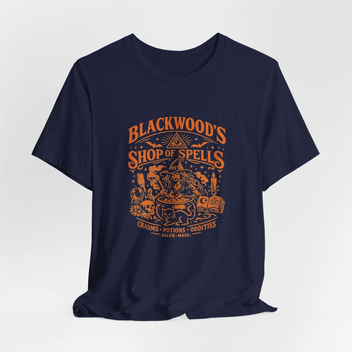 Witchy Graphic Tee — “Blackwood’s Shop of Spells” Vintage Potion T-Shirt