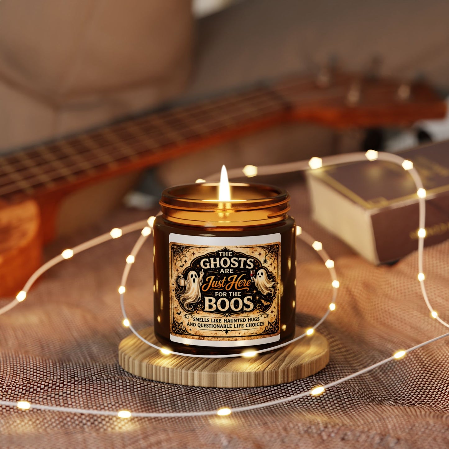 9 OZ Halloween Soy Candle — "The Ghosts Are Just Here for the Boos" Amber Jar