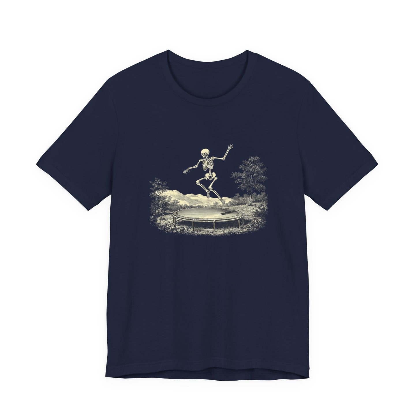 Vintage Skeleton On A Trampoline Tee