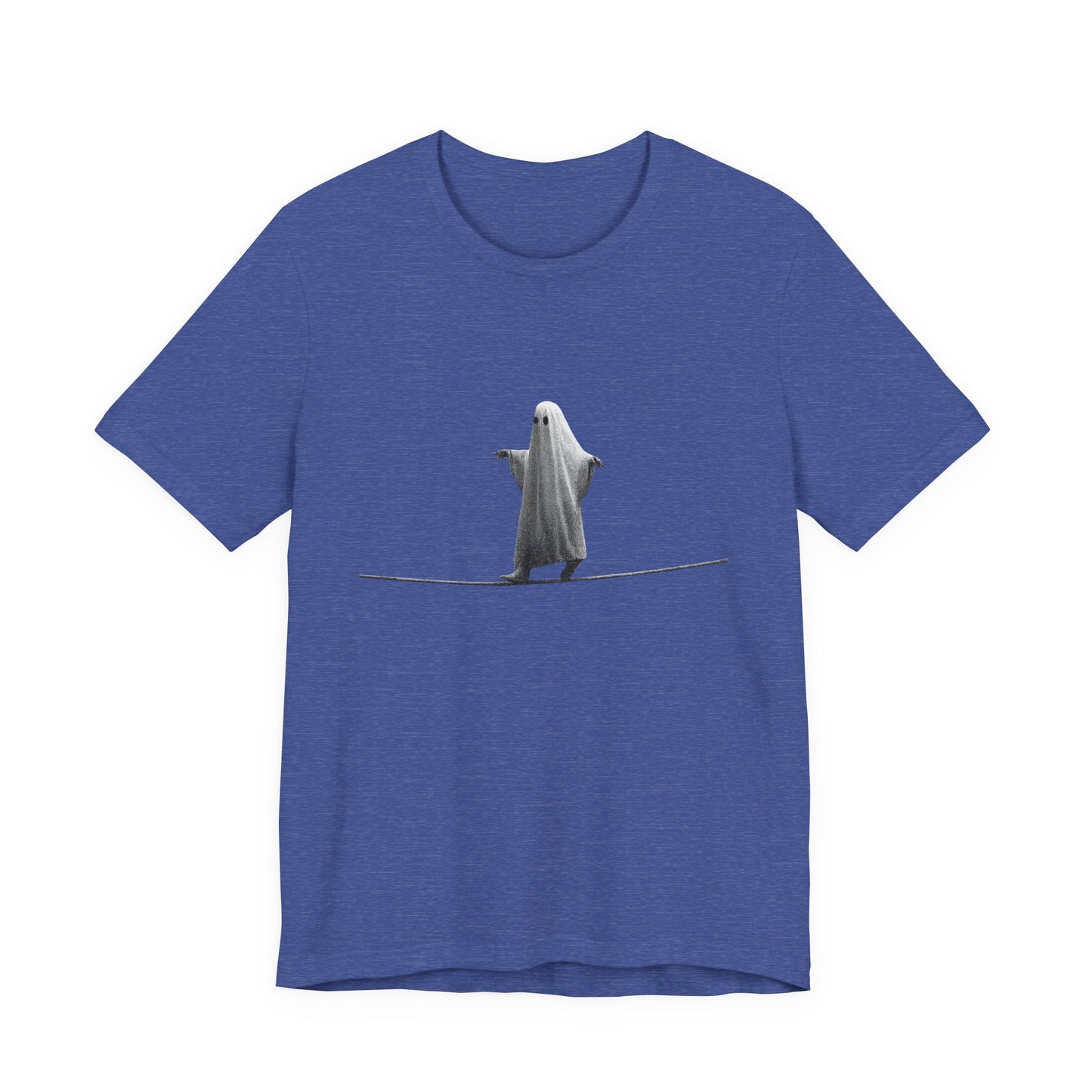 Ghost Balancer T‑Shirt — Minimalist Cute Ghost on Tightrope Tee