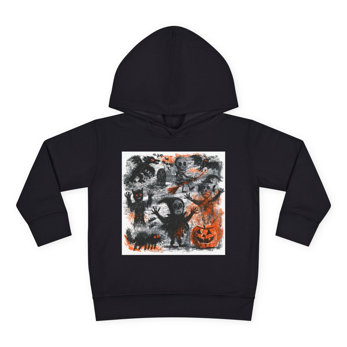 Spooky Halloween Scene Toddler Hoodie | Pumpkin, Ghosts & Bats